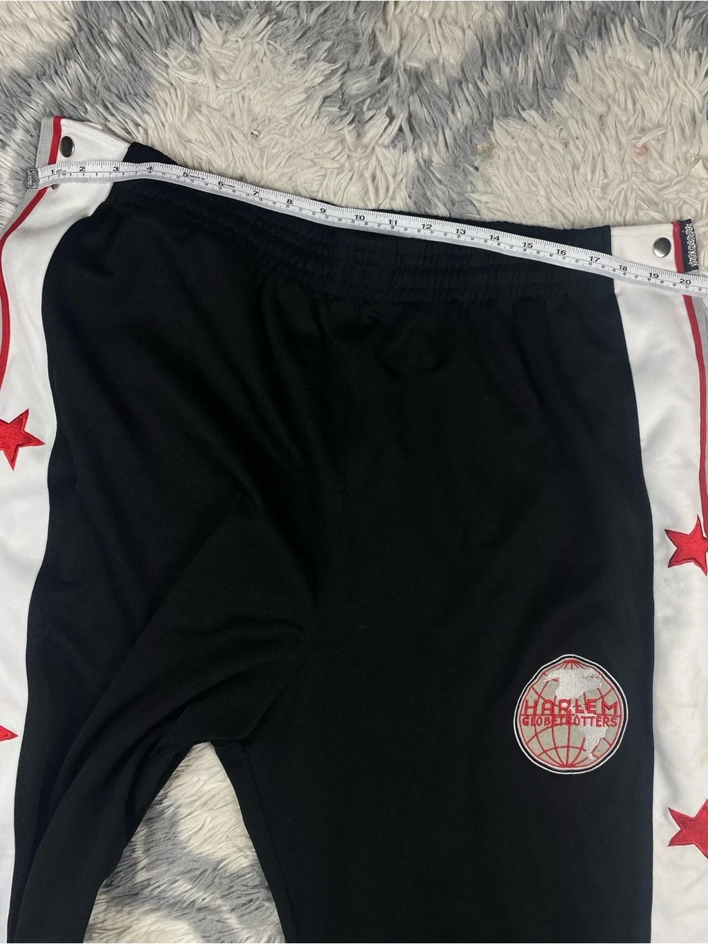 Harlem Globetrotters BlackPants Mens XL Warm Up Tearaway Basketball Snap Buttons